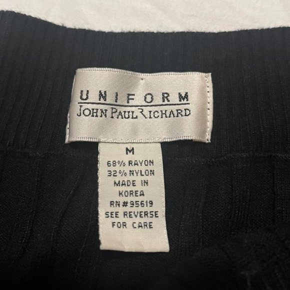 Uniform John Paul Richard Vintage Ribbed Knit Off Shoulder Button Collar Top - Picture 4 of 4